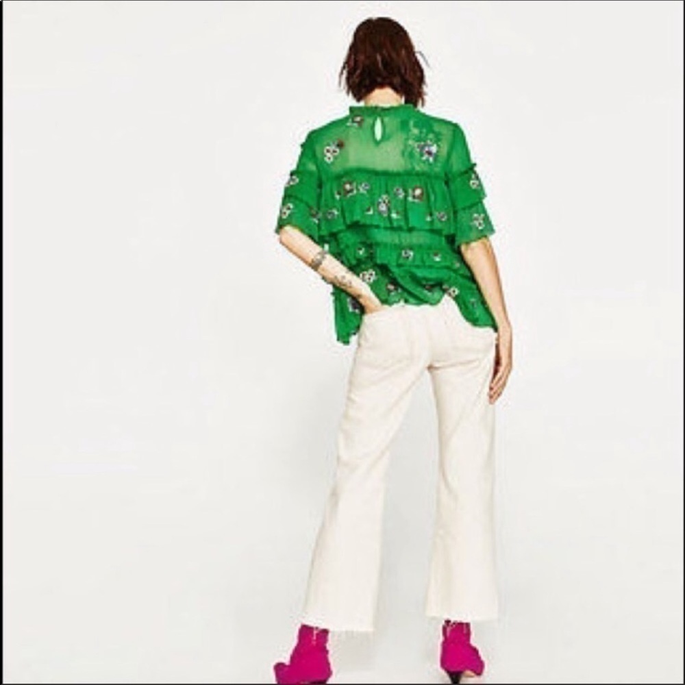 Zara Embroidered Tiered Ruffle Top - Picture 7 of 7